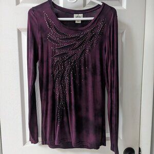 Ariat Fitted Long-Sleeve Burgundy/Black T-Shirt - Medium